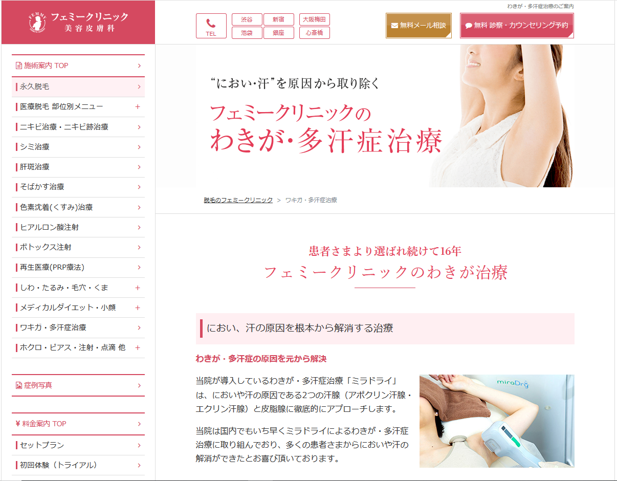フェミークリニック公式HPキャプチャ